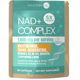NAD+ Capsules 1,000mg Nicotinamide | Flush-Free B3, B12, Quercetin, L-Tryptophan & Resveratrol | Sugar-Free, Vegan NAD Supplement for Energy, Focus, Aging & Cellular Repair. (30 Capsules)
