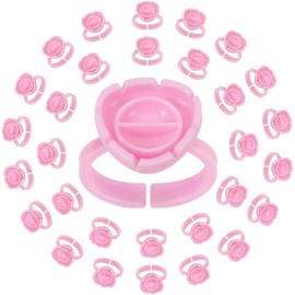 Pretty memory 150 Pcs Glue Rings for Eyelash Extensions, Lash Glue Rings Blooming Eyelash Glue Holder Volume Fanning Cup Lash Extension Supplies, Pink