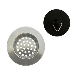 G4GADGET Stainless Steel Sink Strainer and Plug Set - Effortless Clog Prevention & Odor Control for Kitchen & Bathroom Drains - Keeps Hair Out, Sparkling Clean Sinks, Silver