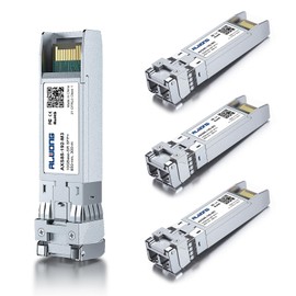 ALWONG Pack of 4 10GBase-SR Multimode SFP+ to LC Fiber Module Transceiver, Compatible with Cisco, Ubiquiti UniFi UF-MM-10G, Meraki, Mikrotik, Netgear, D-Link, Linkysys, etc. (850nm MMF, up to 300M)