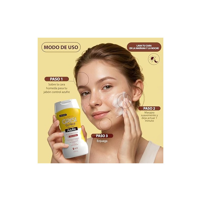Grisi Control Gel Limpiador Facial Azufre 3% para Piel Grasa