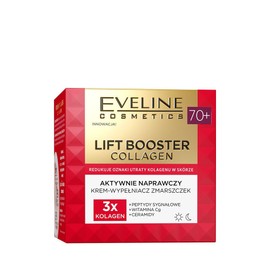 Eveline Cosmetics Lift Booster Collagen Wrinkle Filler Cream 70+ - Advanced Repair Therapy with 3 Collagen Types, Vitamin Cg, Peptides & Ceramides for Mature Skin