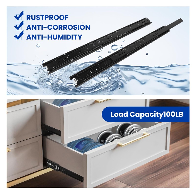 LONTAN 20 Inch Full Extension Ball Bearing Drawer Slides 1