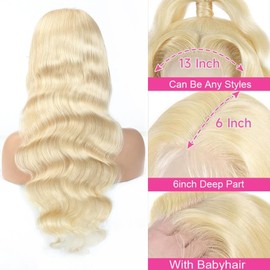 28 Inch Blonde Wig Human Hair 613 13x6 Lace Front Wig Human Hair Pre Plucked 200 Density Body Wave HD Lace Front Wigs Human Hair for Women 613 HD Lace Frontal Wigs 13x6 613 Blonde Human Hair Wig