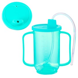 Sliner 1 Pcs Adult Sippy Cups With Long Straw For Elderly, 12 Oz Adaptive Spill Proof Cups With 2 Handles And Straw Lid For Adults Liquid Feeding Disabled Hospital Patients Convalescent