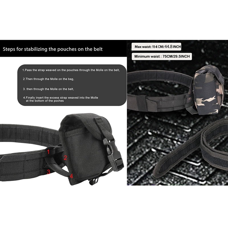 CrogaGear Tactical Battle Belt with Quick Release & Accessory Pouches