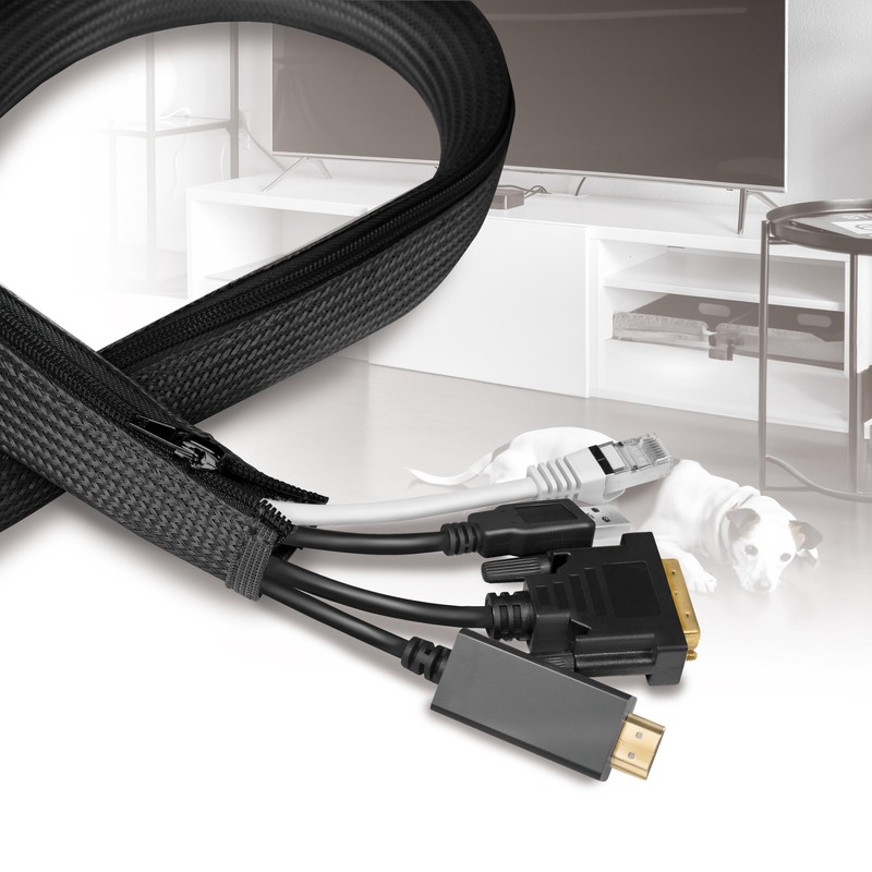 LogiLink KAB0082 Cable Sleeve with Zip, Diameter 30 mm, Colour: