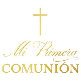 First Communion Backdrop Decor Mi Primera Communion Decoracion Cross Church Baptism Religious Ceremony Wall Sticker Elegant Catholic Party Decor Vinyl Lettering Boys Girls 4648ig (M 19.7 in X 10.5 in)