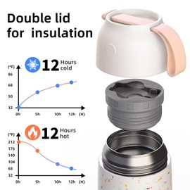 ChugJug Thermo for Hot Food for Adults Kids |Wide Mouth, 18 oz Insulated Food Container with Spoon, Leakproof Soup Thermo for School Office Travel, Thermal Steel Food Jar Easy to Carry (White)