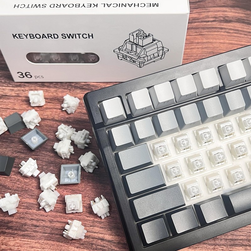 Silent White Jade Mechanical Gaming Keyboard Switch, 5-Pin Linear/Gaming/Office/Pre-Lubricated Dustproof