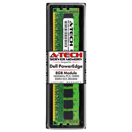 A-Tech 8GB RAM for Dell PowerEdge T320, T420, T620 Tower Servers | DDR3 1600MHz ECC-RDIMM PC3-12800 1Rx4 1.5V 240-Pin ECC Registered DIMM Server Memory Upgrade Module