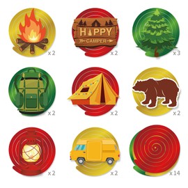 CC HOME 30Pack Camping Hanging Swirls Tent Bonfire Ceiling Streamer Birthday Party Decorations Camp Picnic Outdoor Themed Party Favors for Holiday Baby Shower Home Decoration