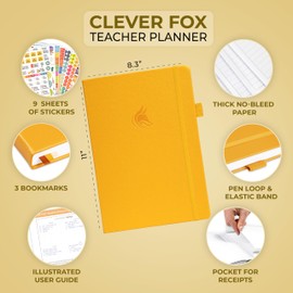 Clever Fox Teacher Planner – School Year Planner with Calendars & Lesson Plans – Book for Classroom & Homeschool Organization, A4 (Amber Yellow)