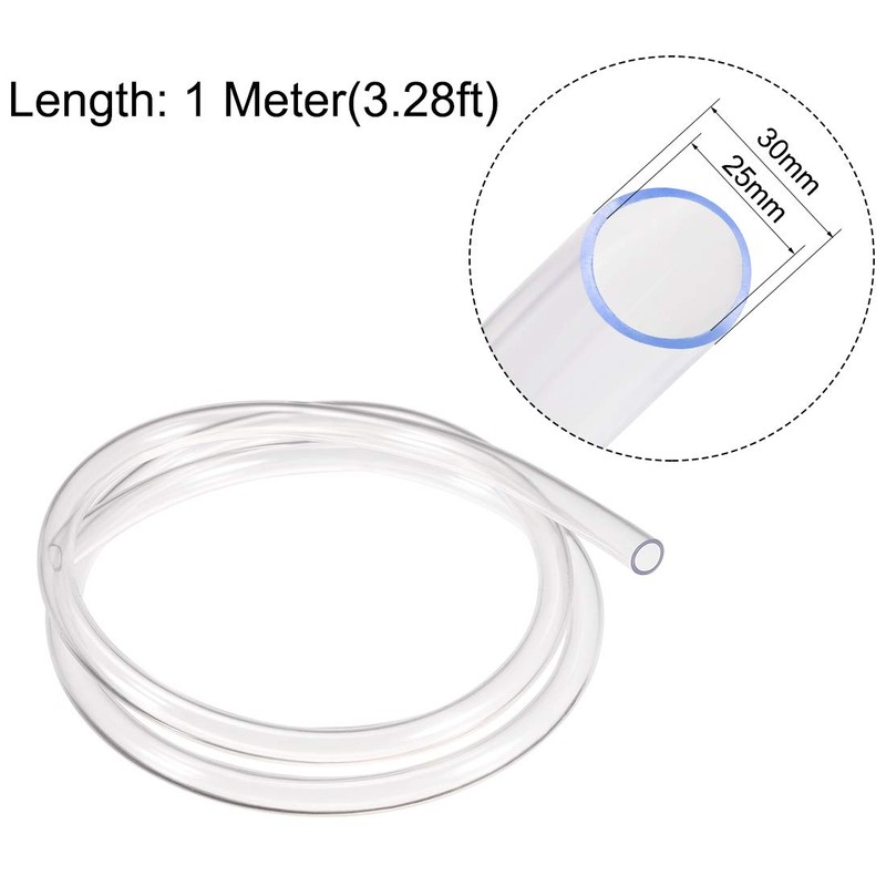 sourcing map PVC Clear Vinyl Tubing, 25mm(1") x 30mm(1 3/16")