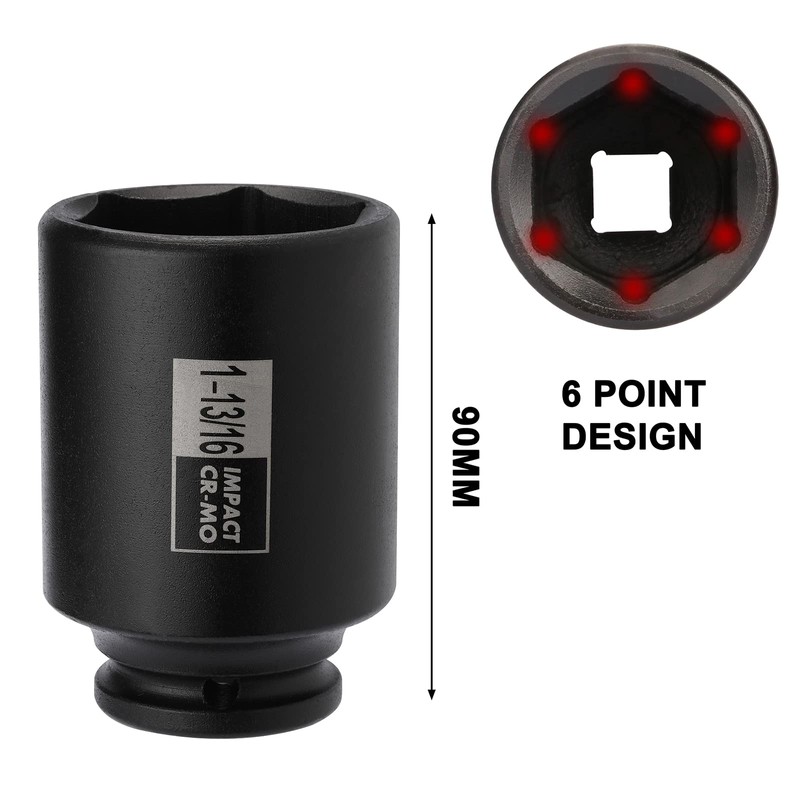 Mayouko 4PCS 1/2" Drive Spindle Axle Nut Impact Socket Set,