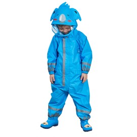 JinBei Mud Suits Girls Boys Raincoat Children's Rain Suit for One Child Rain Jacket with Hood Lined Bag Set Rain Overall Waterproof Breathable Mud Suits Unisex 3-10 Years, blue