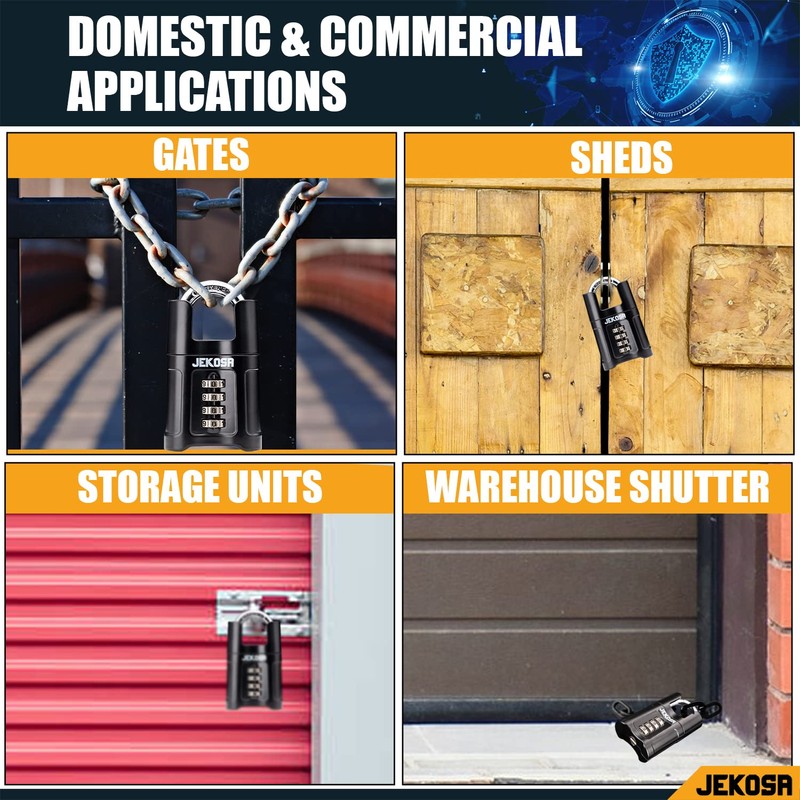 Jekosa® JKS/55 [Waterproof] Heavy Duty Combination Padlock Outdoor - [Closed