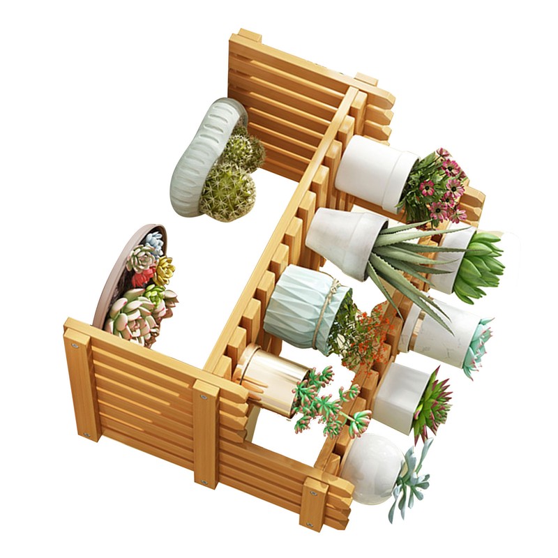 Table Top Bamboo Plant Stand Desktop Flower Shelf Rack for