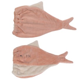 JK Home Women Microfiber Hair Drying Wrap Towel Cap, Fun Cute Cartoon Shark Super Absorbent Coral Velvet Hair Turban Quick Dry Towels for Wet, Long, Thick Hair