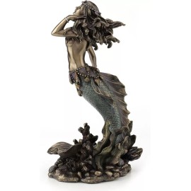 Beautiful Mermaid Rising from Sea Statue Sculpture Nautical Figurine Decor Bronz