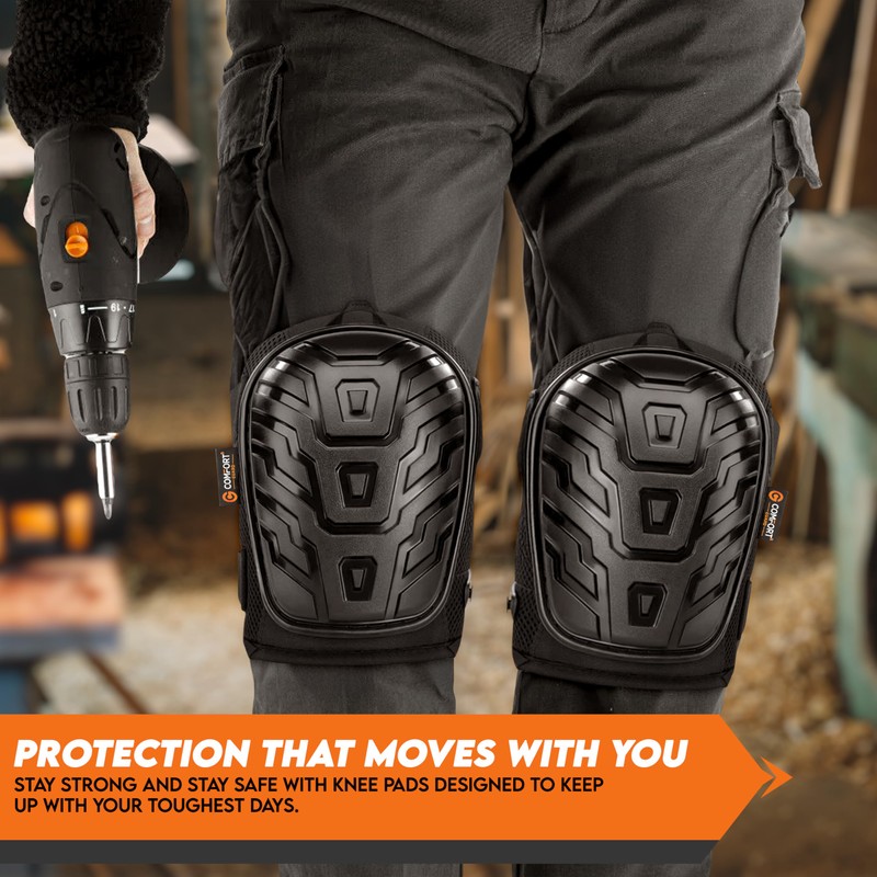 COMFORTGUARD Black Edition Professional Work Knee Pads with Heavy-Duty Foam