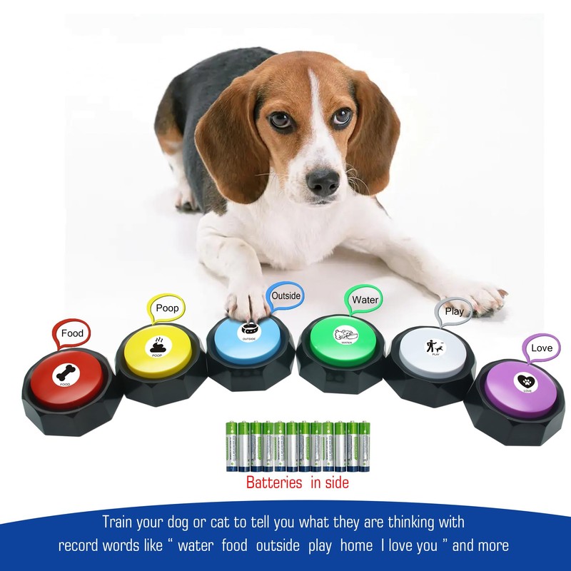 Recordable Buttons, Dog Training and Communication Buttons, Pack of 6,