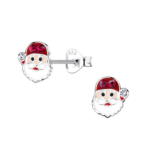 Santa Claus Earrings with Crystal Stones 925 Sterling Silver