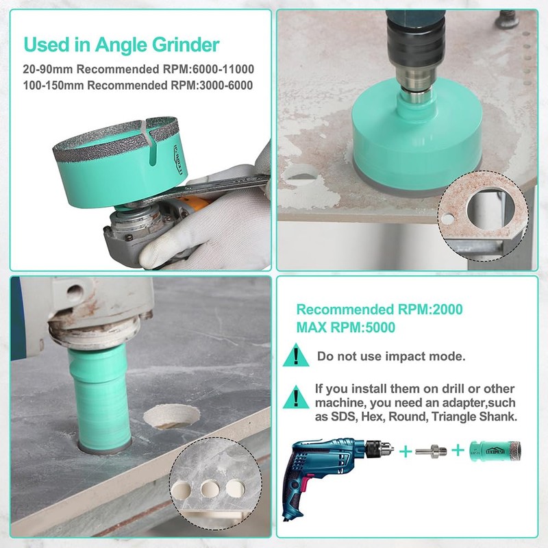 LEKOMESH Diamond Core Drill Bits - 3 Inch(75mm) with 5/8"-11