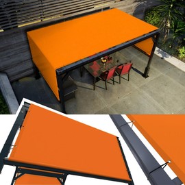 Amgo 9' W x 14' L Orange Waterproof Pergola UPF50 Sun Shade Canopy Replacement Cover, 220 GSM Cloth for Outdoor Patio, 95% UV Blockage, Includes Stainless Steel Weighted Rods (We Customize)