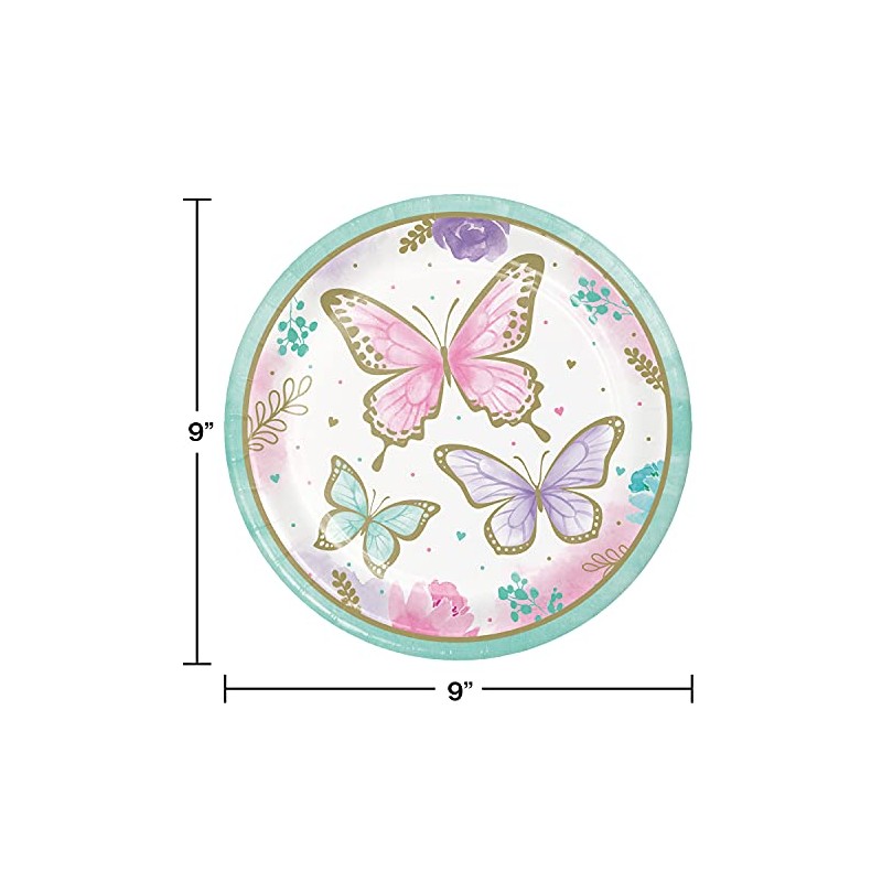 Golden Butterfly Paper Plates, 8 ct
