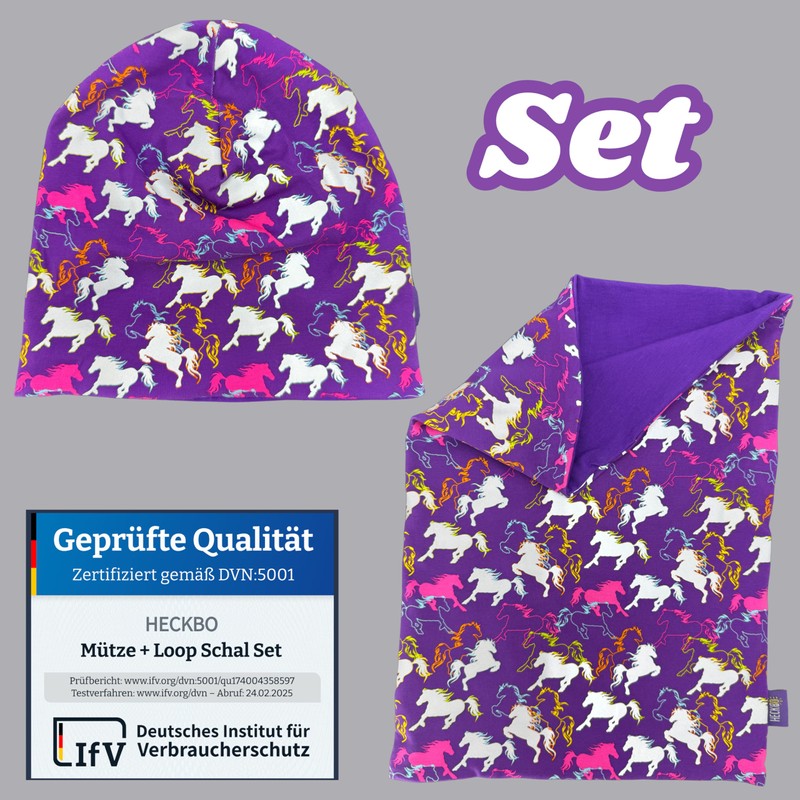 HECKBO 360° Reflector Children's Hat & Loop Scarf Set -