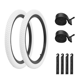 12.5"/14"/16"/18"/20" Kids Bike Tire 2 Pack Folding Replacement Tire and Inner Tubes, White Bike Tires Compatible with 12.5/14/16/18/20x1.75/1.95/2.125 Tire Wheel