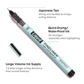 Writech Liquid Fineliner Pens Black Precision Multiliner Micro Pen 9 Pack, Quick Dry Waterproof Pigment Ink Drawing Pen for Journaling Planning Hand Lettering Illustration Sketching Calligraphy