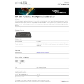 eldoLED | ECO045D2 45W DMX Full-Colour (RGBW) Dimmable LED Driver | 200-1400mA | *226MTT