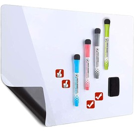 Magnetic Whiteboard Board for Fridge - with Dirt-Resistant Technology - Includes 4 Markers and 4 Magnetic Symbols and an Eraser - Fridge Whiteboard Planner 20 x 13 Inch