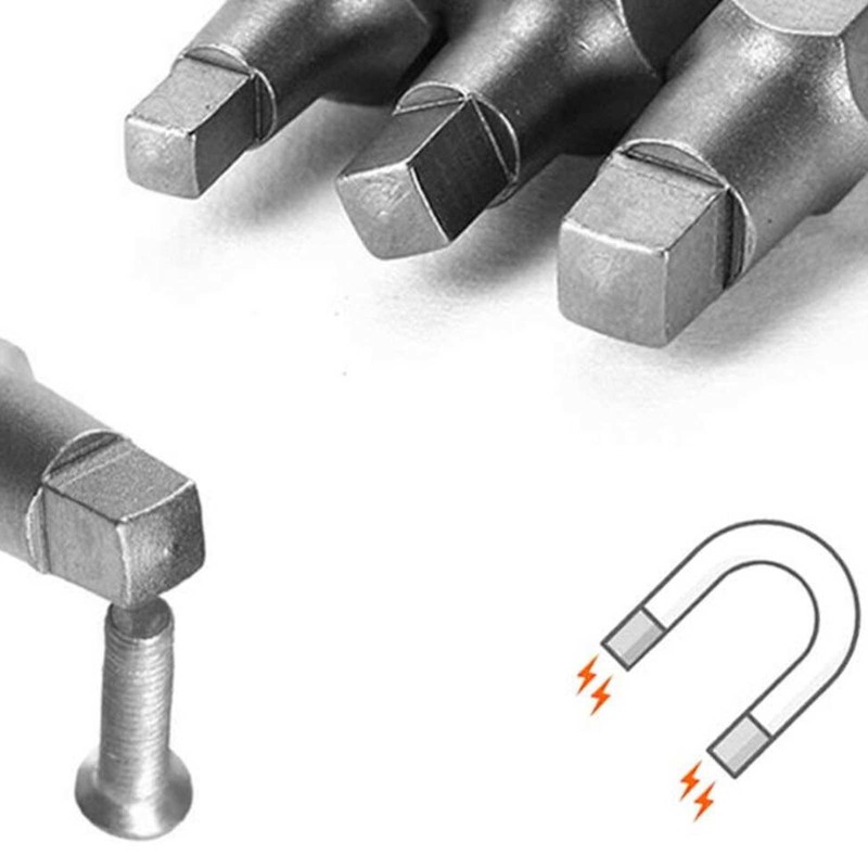 50mm Square Head Screwdriver Bit Set with 1/4 Inch Hex