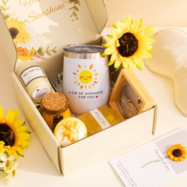 Pamper Gifts for Women,Sunflower Birthday Gifts for Her,Get Well Soon Gifts Hampers Pamper Box for Women,Self Care Package Relaxation Spa Bath Set Christmas Presents Ideas for Siste,Best Friend, Mum