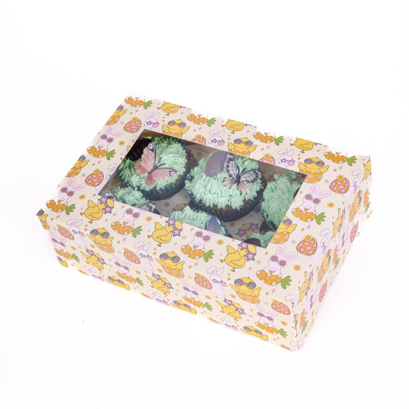 evelay Easter Cupcake Boxes 6 Hole Muffin Treat Box With