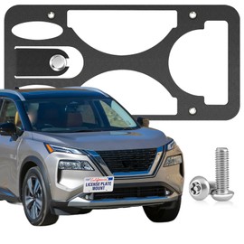 Heavy Duty Front License Plate Frame Compatible with Nissan Rogue 2014-2022, No Drill Tow Hook Mount, Anti-Theft License Plate Holders Bracket, Rust-Proof, Weather & Rattle Proof Car Accessories