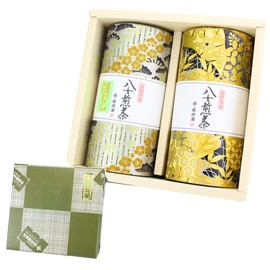 Premium YaME-Tea Gift with Gold and Silver Classic Character Tea Can, Special Sencha 6.0 oz (170 g), Advanced Deep Steamed Tea 6.0 oz (170 g), Tea Canister, Iwasakien Tea, Kyushu Fukuoka Sencha, Deep