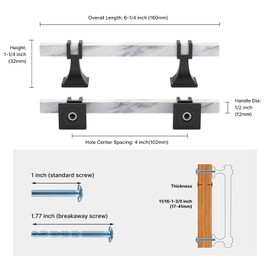Haliwu 10 Pack White Marble Grain Cabinet Pulls, 4 inch Black Kitchen Handles, 2 Tone Solid Square Dresser and Drawer Hardware