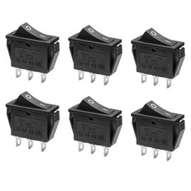 RuoFeng 15A 250V/20A 125V 3 Pin AC Rocker Switch KCD3 Switch 6 Pcs Black