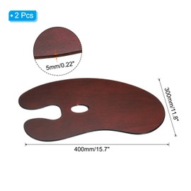 PATIKIL 16"x12" Wooden Paint Palette, 2Pcs Wood Painting Palette Color Mixing Oval Paint Tray Palette with Thumb Hole for Oil Watercolor Artist, Dark Brown