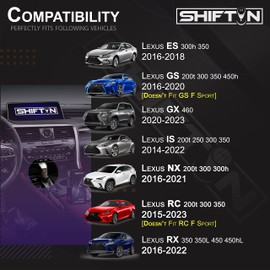SHIFTIN Gear Shift Knob Shifter for Lexus ES GS GX is NX RC RX 200t 300 350 3450h 450hL 350L (Black Leather/Piano Black)