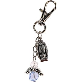 Westmon Works Our Lady of Guadalupe Keychain Bag Clip with Holy Prayer Card Bilingual Spanish Set Car Auto Driver Catholic Pack