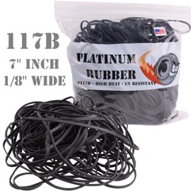 Black #117B Extra Large 7 Inch Premium Outdoor Rubberbands .125 inch Wide, Made in USA, High Heat UV Resistant Platinum Rubber Crepe Band Approx. 200 per LB, 50 per 1/4lb (7" Long x 1/8" W) (0.25, Pounds)