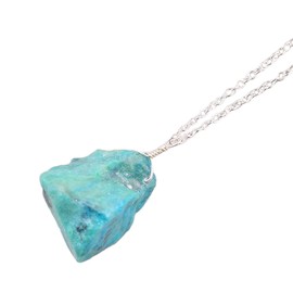Natural Blue Raw Chrysocolla Crystals Pendant Necklace, Rough Gemstone, Energy Healing Crystals, Birthday, Gift for Her, Gemstone Jewelry 18 inch AAA+ Quality (chrysocolla)
