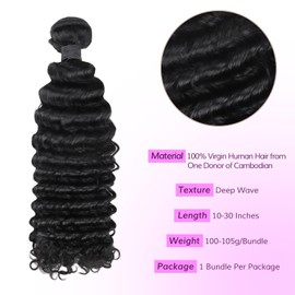 IDN BEAUTY 15A Cambodian Raw Human Hair Bundles Natural Black Weave Bundles Unprocessed Raw Hair Bundles Double Weft Full-Length Strands Full Thick Ends DW Human Hair 22 Inch