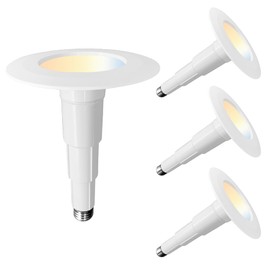 Jolux 4 Inch 5CCT LED Can Lights Adjustable Recessed Retrofit Downlight,Recessed Lighting CCT Selectable 2700K/3000K/3500K/4000K/5000K,6W=40W,500LM,Dimmable,E26 Screw Base,Bevel Trim,4-Pack.…