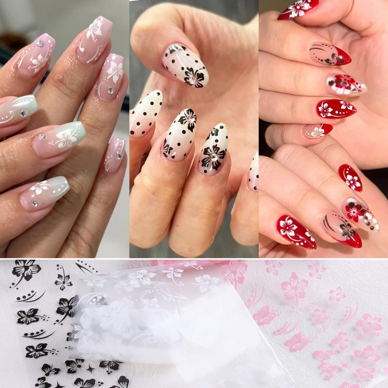 Flower Nail Foil Transfer, Hibiscus Flowers Nail Stickers 10 Rolls